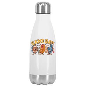 Retro Cartoon Football Game Day Stainless Steel Insulated Water Bottle