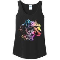 Rainbow Cheetah Face Wildlife Safari Zookeeper Zoologist Ladies Essential Tank