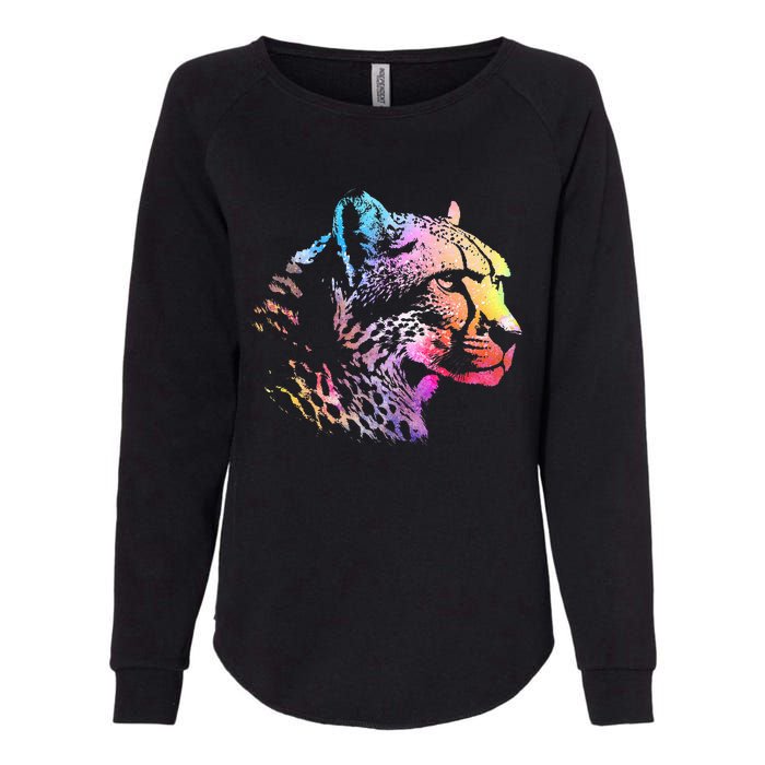 Rainbow Cheetah Face Wildlife Safari Zookeeper Zoologist Womens California Wash Sweatshirt