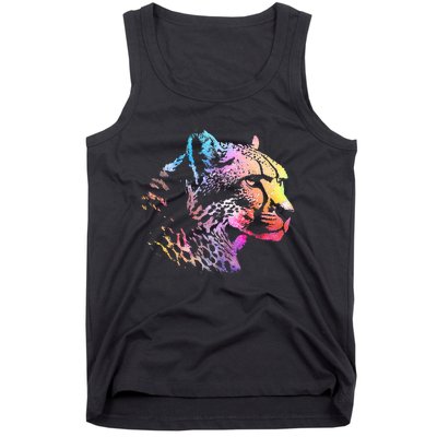 Rainbow Cheetah Face Wildlife Safari Zookeeper Zoologist Tank Top