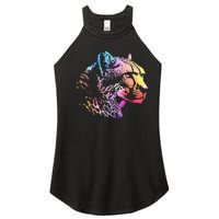 Rainbow Cheetah Face Wildlife Safari Zookeeper Zoologist Women's Perfect Tri Rocker Tank