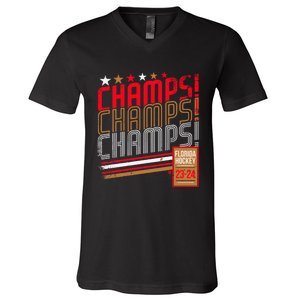 Retro Champs Florida Hockey 2024 V-Neck T-Shirt