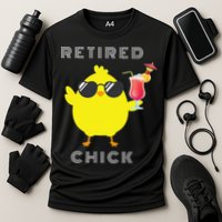 Retired Chick Funny Retirement Party Cooling Performance Crew T-Shirt