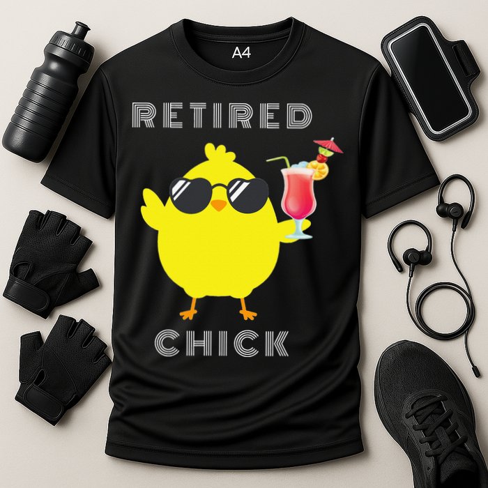 Retired Chick Funny Retirement Party Cooling Performance Crew T-Shirt