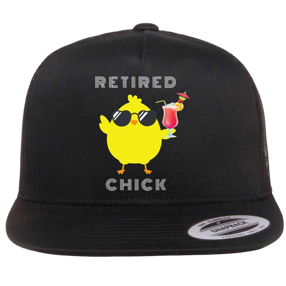 Retired Chick Funny Retirement Party Flat Bill Trucker Hat