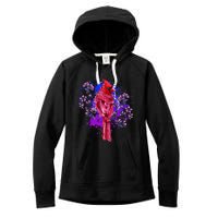 Red Cardinal Floral Bird Watching Flowers Vintage Bird Women's Fleece Hoodie