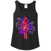 Red Cardinal Floral Bird Watching Flowers Vintage Bird Ladies Essential Tank