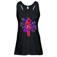 Red Cardinal Floral Bird Watching Flowers Vintage Bird Ladies Essential Flowy Tank