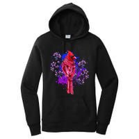 Red Cardinal Floral Bird Watching Flowers Vintage Bird Women's Pullover Hoodie