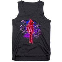 Red Cardinal Floral Bird Watching Flowers Vintage Bird Tank Top