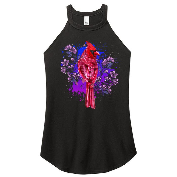 Red Cardinal Floral Bird Watching Flowers Vintage Bird Women's Perfect Tri Rocker Tank