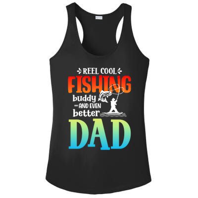 Reel Cool Fishing Buddy And Even Better Dad Fathers Day Cute Gift Ladies PosiCharge Competitor Racerback Tank