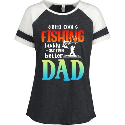 Reel Cool Fishing Buddy And Even Better Dad Fathers Day Cute Gift Enza Ladies Jersey Colorblock Tee