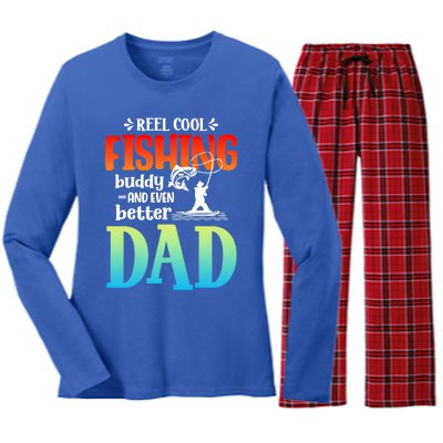 Reel Cool Fishing Buddy And Even Better Dad Fathers Day Cute Gift Women's Long Sleeve Flannel Pajama Set 