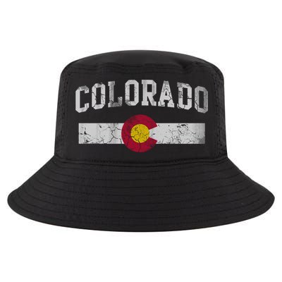 Retro Colorado Flag Great Gift Hooded Meaningful Gift Vintage Fade Funny Gift Cool Comfort Performance Bucket Hat