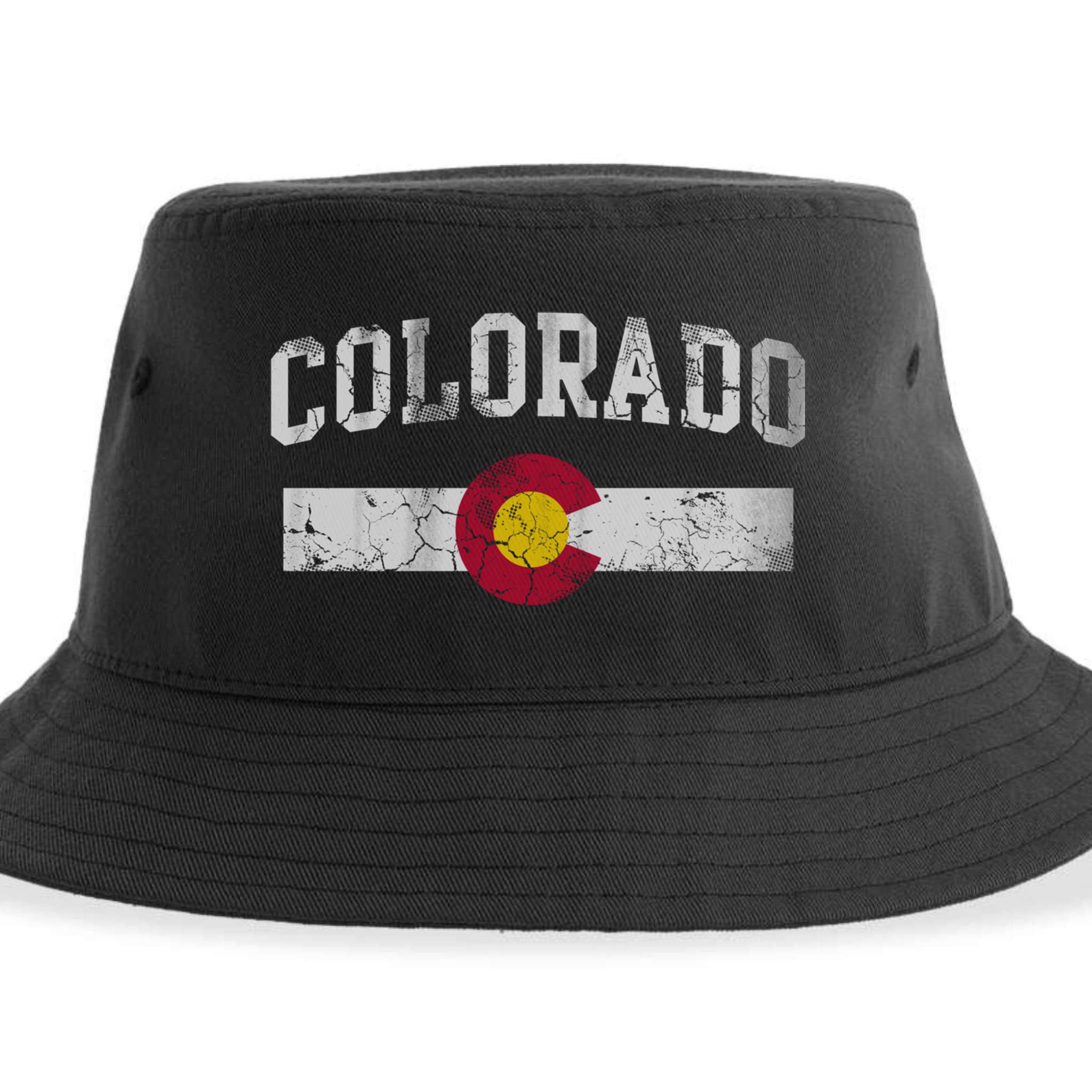 Retro Colorado Flag Great Gift Hooded Meaningful Gift Vintage Fade Funny Gift Sustainable Bucket Hat