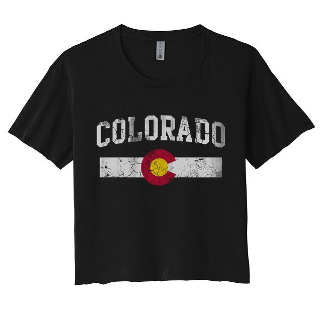 Retro Colorado Flag Great Gift Hooded Meaningful Gift Vintage Fade Funny Gift Crop Top