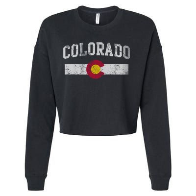 Retro Colorado Flag Great Gift Hooded Meaningful Gift Vintage Fade Funny Gift Cropped Pullover Crew