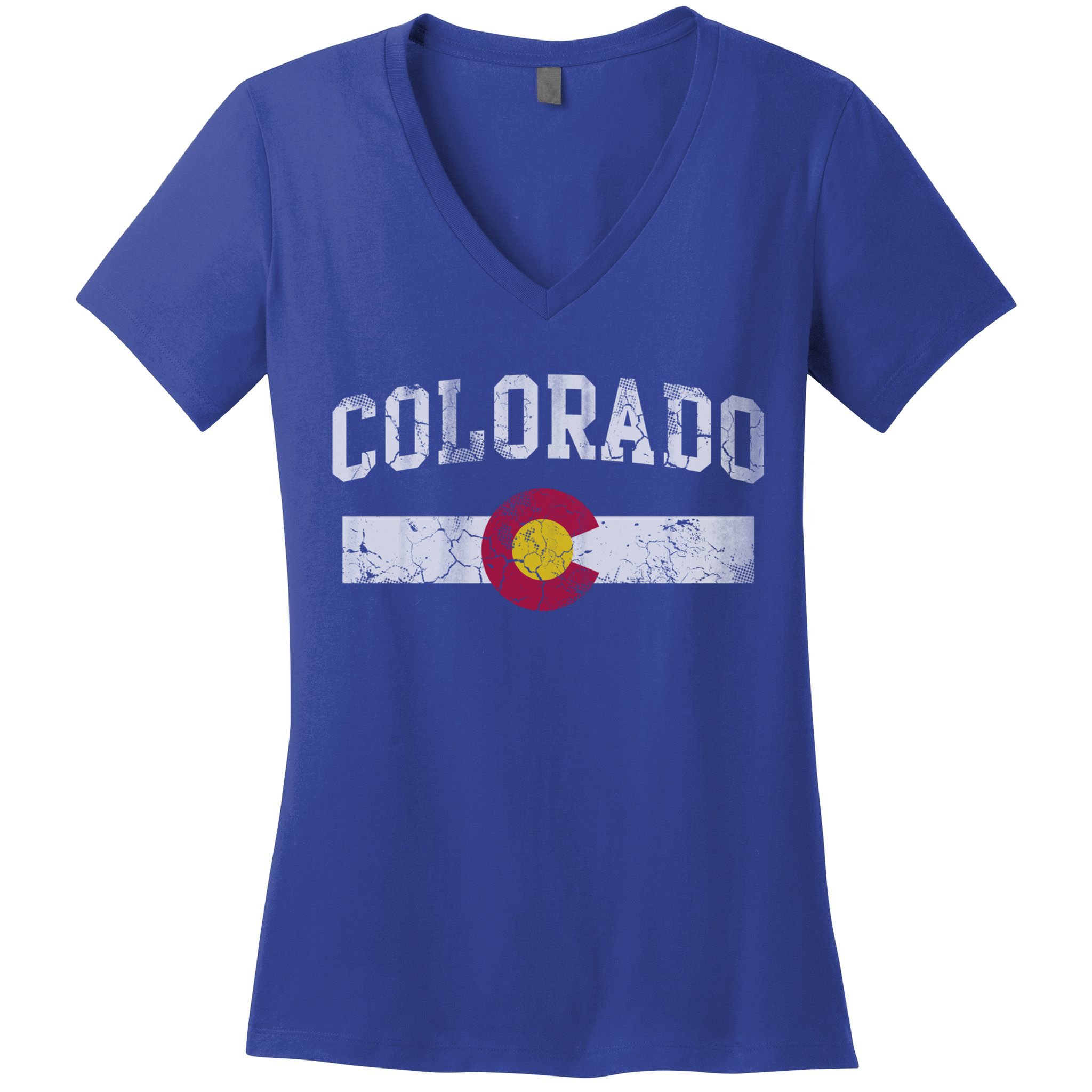 Retro Colorado Flag Great Gift Hooded Meaningful Gift Vintage Fade Funny Gift Women's V-Neck T-Shirt