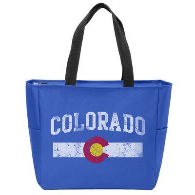 Retro Colorado Flag Great Gift Hooded Meaningful Gift Vintage Fade Funny Gift Zip Tote Bag