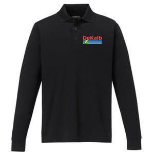 Retro Corn & Farming Dekalb Illinois Performance Long Sleeve Polo