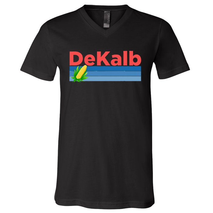 Retro Corn & Farming Dekalb Illinois V-Neck T-Shirt