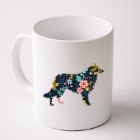 Rough Collie Floral Dog Silhouette Graphic Coffee Mug