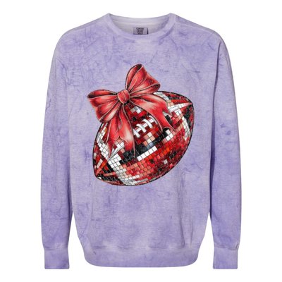 Red Coquette Football Png Football Bow Football Mom Colorblast Crewneck Sweatshirt