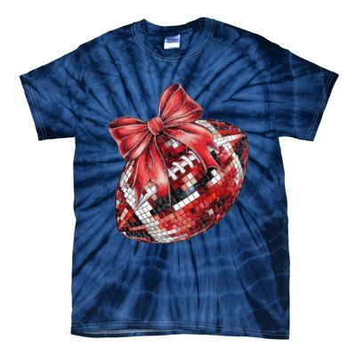 Red Coquette Football Png Football Bow Football Mom Tie-Dye T-Shirt