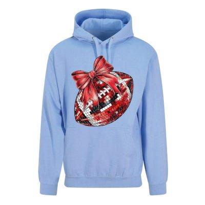 Red Coquette Football Png Football Bow Football Mom Unisex Surf Hoodie