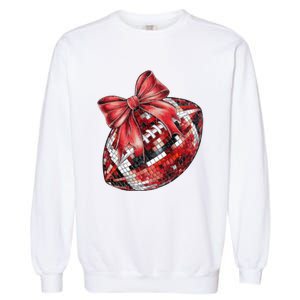 Red Coquette Football Png Football Bow Football Mom Garment-Dyed Sweatshirt