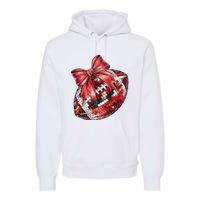 Red Coquette Football Png Football Bow Football Mom Premium Hoodie