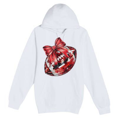 Red Coquette Football Png Football Bow Football Mom Premium Pullover Hoodie