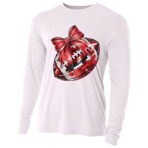 Red Coquette Football Png Football Bow Football Mom Cooling Performance Long Sleeve Crew