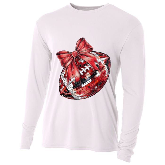 Red Coquette Football Png Football Bow Football Mom Cooling Performance Long Sleeve Crew