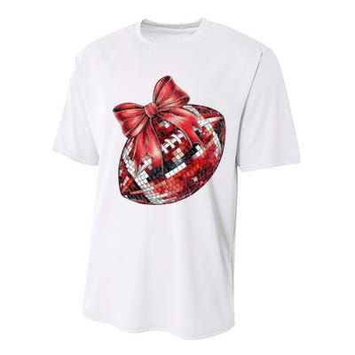 Red Coquette Football Png Football Bow Football Mom Performance Sprint T-Shirt