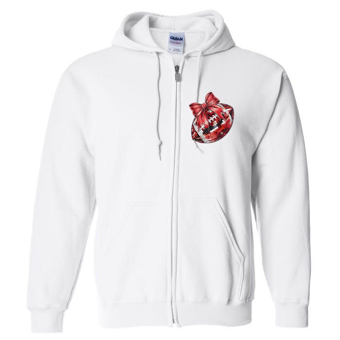 Red Coquette Football Png Football Bow Football Mom Full Zip Hoodie