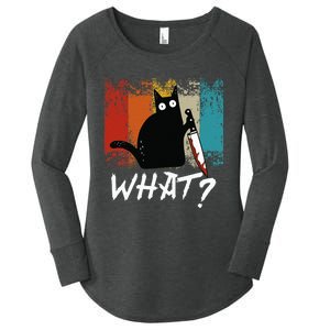 Retro Cat Funny What Cat Women's Perfect Tri Tunic Long Sleeve Shirt