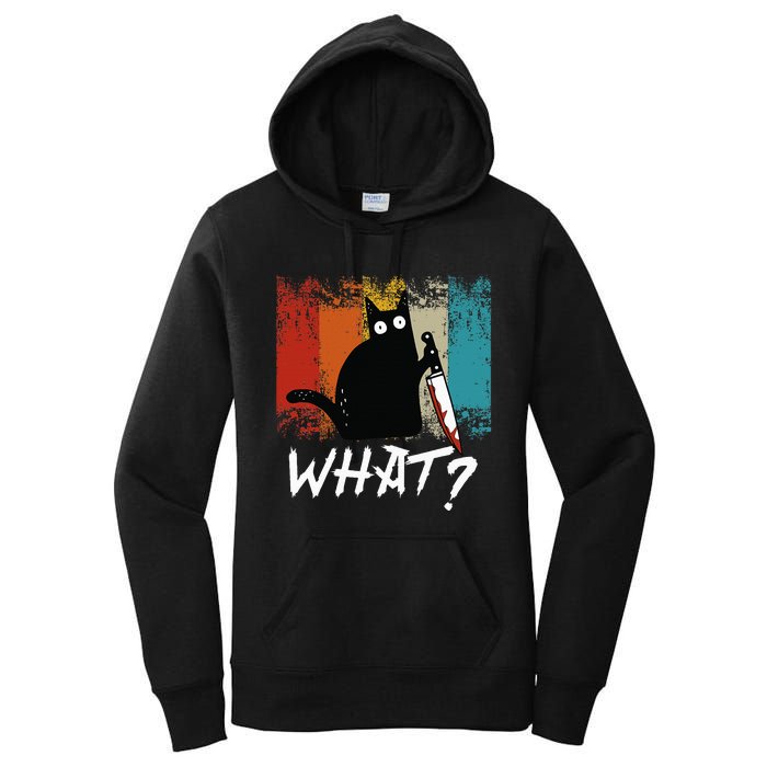 Retro Cat Funny What Cat Women's Pullover Hoodie