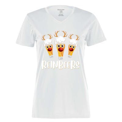 Reinbeers Christmas Funny Reindeer Xmas Ing Beer Lover Meaningful Gift Women's Momentum V-Neck T-Shirt