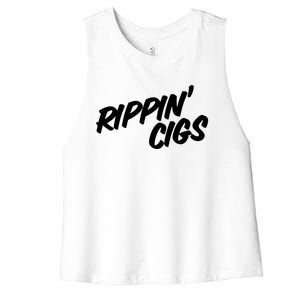 Rippin' Cigs Funny Smoking Cigarettes Rippin' Heaters Gift Women's Racerback Cropped Tank