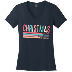 Retro ChristmasChristmas Funny Santa Claus Women's V-Neck T-Shirt