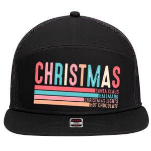 Retro ChristmasChristmas Funny Santa Claus 7 Panel Mesh Trucker Snapback Hat