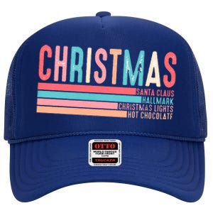 Retro ChristmasChristmas Funny Santa Claus High Crown Mesh Back Trucker Hat