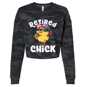 Retired Chick Funny Ladies Retired Moms Retirement Meaningful Gift Cropped Pullover Crew