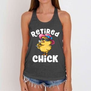 Retired Chick Funny Ladies Retired Moms Retirement Meaningful Gift Women's Knotted Racerback Tank