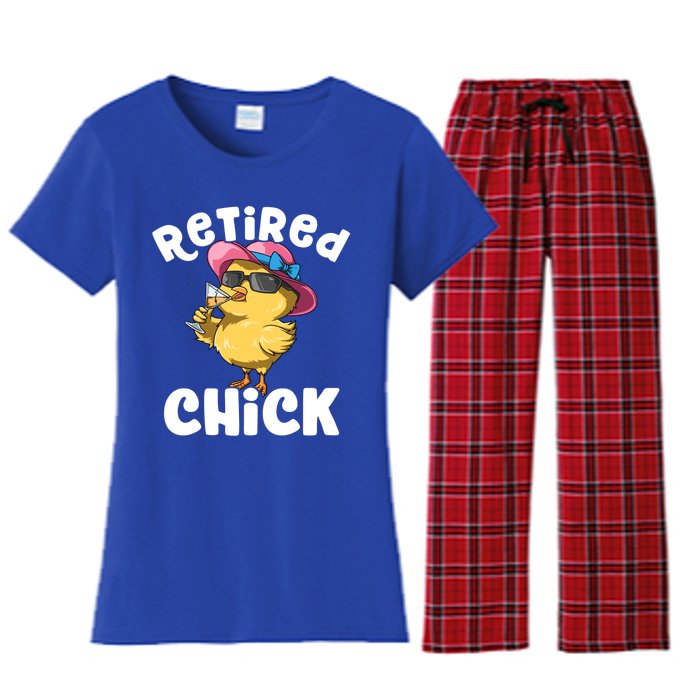 Retired Chick Funny Ladies Retired Moms Retirement Meaningful Gift Women's Flannel Pajama Set