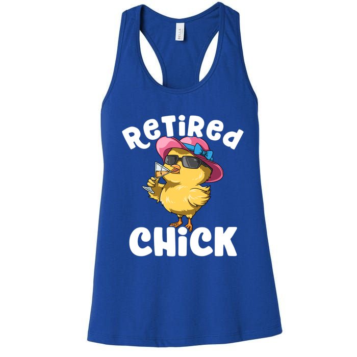 Retired Chick Funny Ladies Retired Moms Retirement Meaningful Gift Women's Racerback Tank