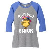 Retired Chick Funny Ladies Retired Moms Retirement Meaningful Gift Women's Tri-Blend 3/4-Sleeve Raglan Shirt