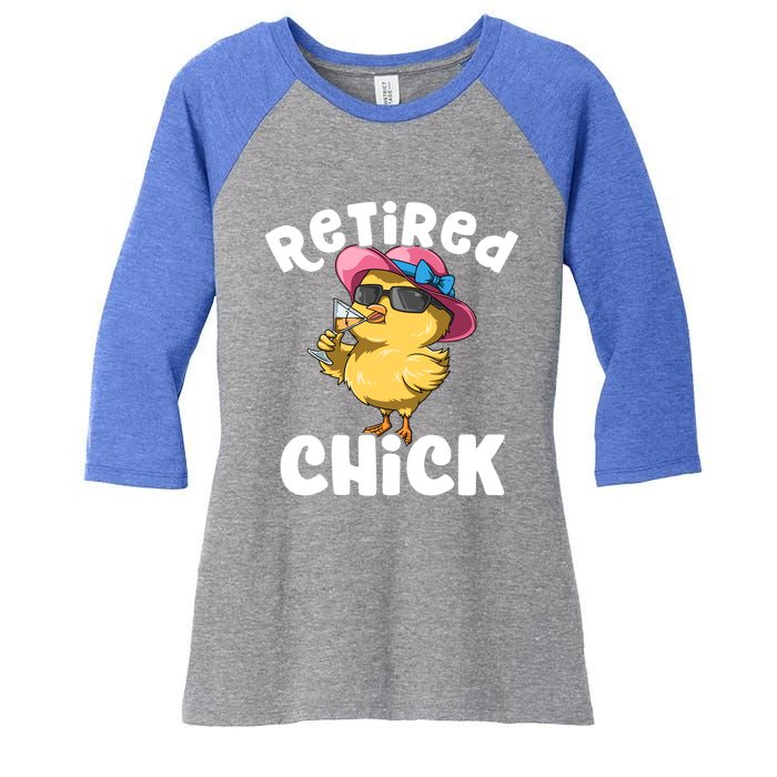 Retired Chick Funny Ladies Retired Moms Retirement Meaningful Gift Women's Tri-Blend 3/4-Sleeve Raglan Shirt